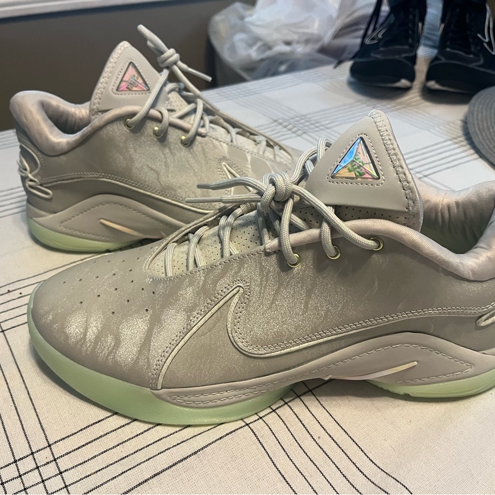 Nike Men’s Low-Top Athletic Sneakers in Light Gray with Pale Green Sole